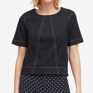 Denim cropped top in dark rinse